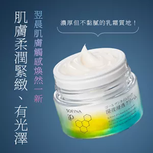 翌晨肌膚觸感煥然一新, 肌膚柔潤緊緻、有光澤 濃厚但不黏膩的乳霜質地!