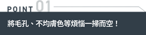 POINT01 將毛孔、不均膚色等煩惱一掃而空!