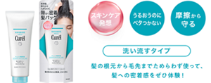 スキンケア発想 うるおうのにベタつかない 摩擦から守る 洗い流すタイプ 髪の根元から毛先までためらわず使って、 髪への密着感をぜひ体験!