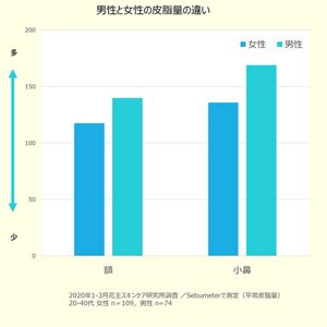 男性と女性の皮脂量の違い