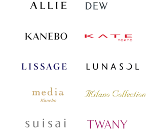 ALLIE、DEW、KANEBO、KAT、LISSAGE、LUNASOL、media、Millano Collection、suisai、TWANY