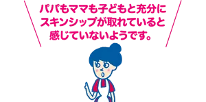 パパもママも子どもと充分にスキンシップが取れていると感じていないようです。
