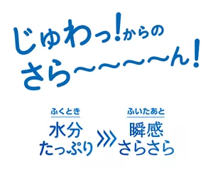 じゅわっ!からのさら〜〜〜〜ん! ふくとき 水分たっぷり → ふいたあと 瞬感さらさら