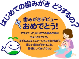 はじめての歯みがき どうするの? 歯みがきデビューおめでとう! ママにとって、はじめての歯みがきはちょっとドキドキ。子どもとコミュニケーションをとりながら楽しい歯みがきタイムを、習慣にしてあげてね♪