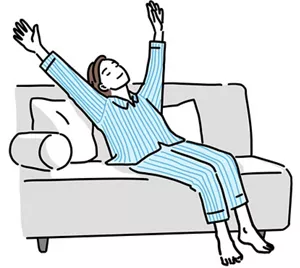 ソファに座りながらリラックスしている女性のイラストイメージ