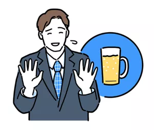 アルコールを控えている男性のイラストイメージ
