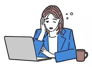 日中に眠気やだるさを感じている女性のイラストイメージ