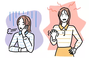 ストレスや悩みを抱えている女性のイラストイメージ