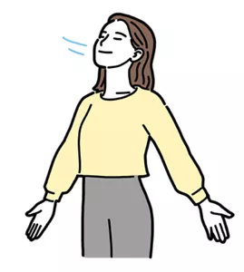 深呼吸をしている女性のイラストイメージ