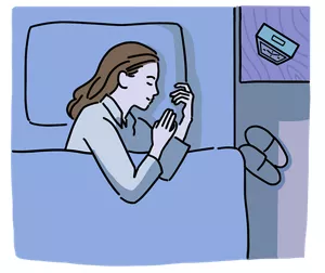 ぐっすり眠っている女性のイラストイメージ