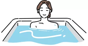 気持ちよく湯船に浸かっている女性のイラストイメージ
