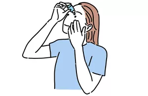 目薬をさしている女性のイラストイメージ