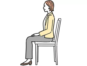 正しい姿勢で座っている女性のイラストイメージ