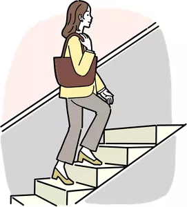 通勤時に階段を使用している女性のイラストイメージ