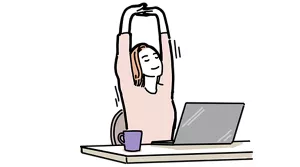 仕事の合間に休憩を取っている女性のイラストイメージ
