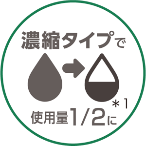 濃縮タイプで使用量1/2に
