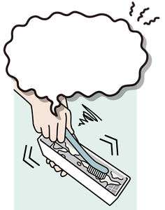 タンク内をブラシでこすり洗いしているイメージ