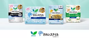 ロリエのおりものシート、きれいスタイルの商品ビジュアル。薄い緑色の空間に商品が佇んでいる。