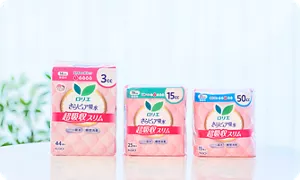 さらピュア吸水 超吸収スリム3cc/15cc/50ccのパッケージ