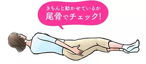 骨盤底筋をきちんと動かせているか、尾骨でチェックするイメージ。