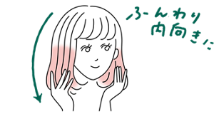 ふんわり内向きに