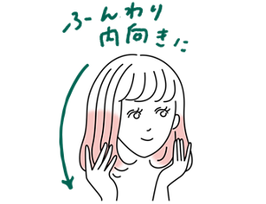 ふんわり内向きに