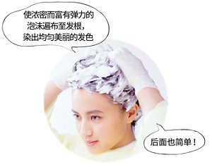 使浓密而富有弹力的 泡沫遍布至发根, 染出均匀美丽的发色 后面也简单!