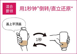 混合 要领 用1秒钟”倒转/直立还原“ 盖上平顶盖 1秒 重复5次