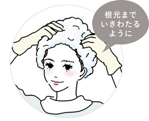 根元までいきわたらせるように