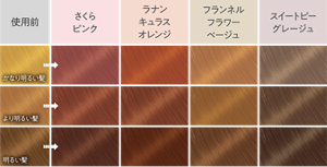 色ごとの髪色の見本