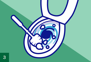 ブラシをトイレの水ですすいでいるイメージ