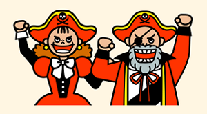 一緒に冒険する海賊の絵