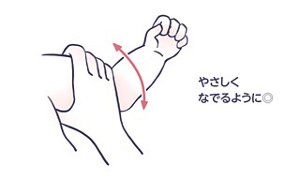 腕はやさしくなでるように洗う