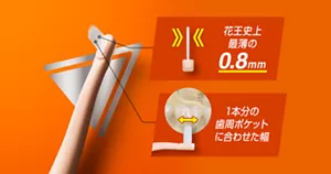 花王史上最薄の0.8mm/1本分の歯周ポケットに合わせた幅