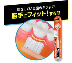 磨きにくい奥歯のキワまで勝手にフィット!する形