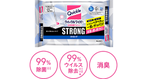 クイックルワイパー 立体吸着ウエットシート STRONG 99%除菌※1 99%ウイルス除去※1※2* 消臭