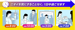 ニオイを気にすることなく、1日中過ごせます