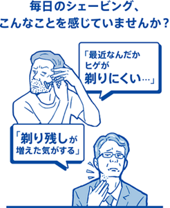 毎日のシェービング、こんなことを感じていませんか?|「最近なんだかヒゲが剃りにくい…」「剃り残しが増えた気がする」