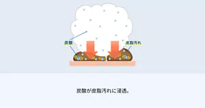 炭酸が皮脂汚れに浸透。