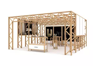 Pop-up event space created in collaboration with Shigeru Ban