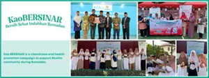 image of representatives of Kao Indonesia and BAZNAS RI holding Attack detergent products as a symbol of support and image of the activity participants taking a group photo.