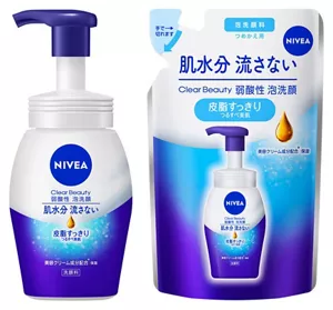 ニベア クリアビューティー弱酸性泡洗顔 皮脂すっきり 本体の画像、つめかえ用の画像