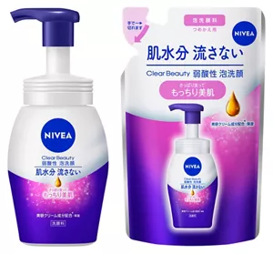 ニベア クリアビューティー弱酸性泡洗顔 もっちり美肌 本体の画像、つめかえ用の画像
