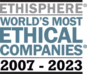 World' Most Ethicla Companies(世界で最も倫理的な企業)受賞企業用ロゴ:2007年から2023年連続受賞