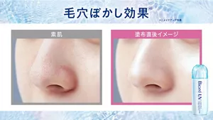 毛穴ぼかし効果。素肌と塗布直後イメージとの比較。