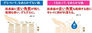 ざらついている肌となめらかな肌のイメージ図