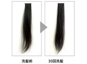 毛束の外観比較では、洗髪を繰り返すことでまとまることを確認
