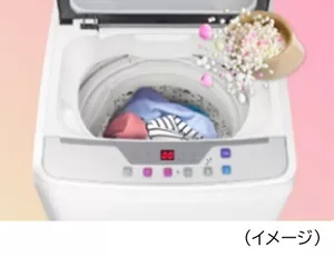 お洗たくのはじめに、ビーズを洗たく槽に入れるだけ