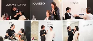 「カウンセリング部門」「総合メイクアップ部門」に選出されたBEによる、ブランド価値を体現したカウンセリングやメイクアップ提案の披露をしている様子の写真