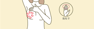 イラスト:指先でマッサージするようにバスト全体をこまかくチェック